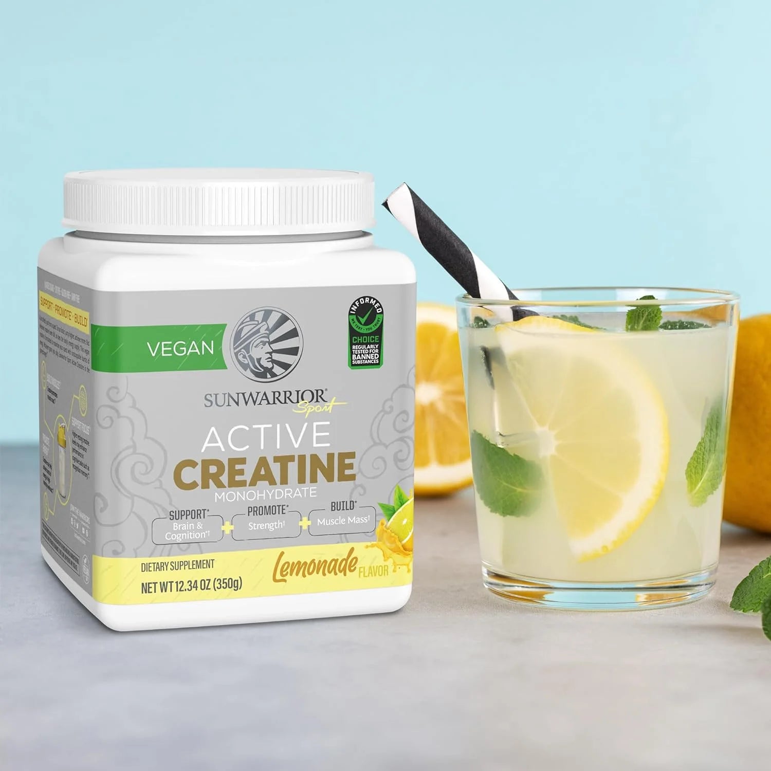 Creatine Monohydrate Powder Micronized Preworkout Recovery Supplement | Support Muscle Building Strength Training Cognition | Vegan & Keto Friendly, Easily Mixes (50 Servings) Lemonade