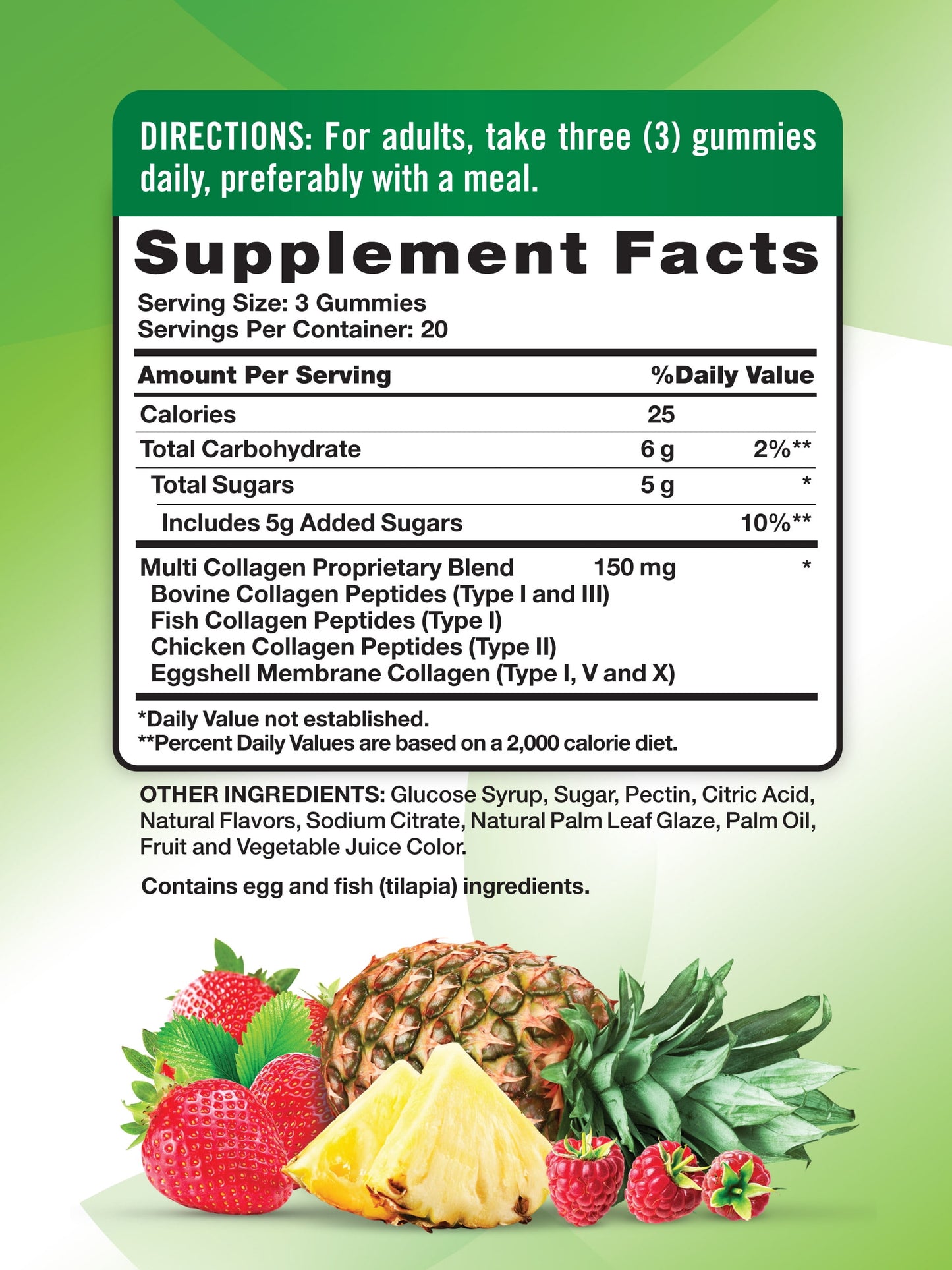 Natural Mixed Fruit Flavor Multi Collagen 60 Gummies