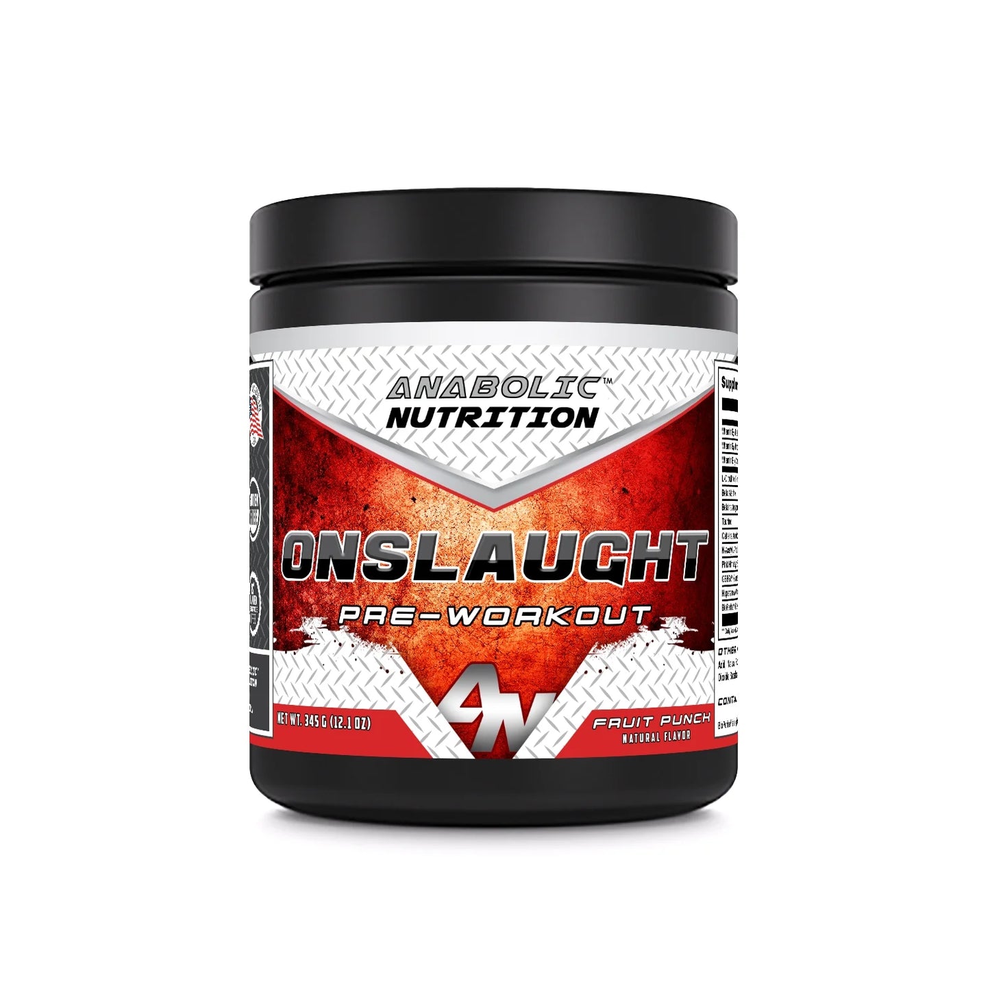 Onslaught Pre-Workout Grape 345 Grams Powder Fruit Punch Flavor Supplement | 30 Servings | Pre Workout Supplement | Made in USA