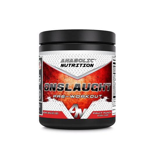 Onslaught Pre-Workout Grape 345 Grams Powder Fruit Punch Flavor Supplement | 30 Servings | Pre Workout Supplement | Made in USA