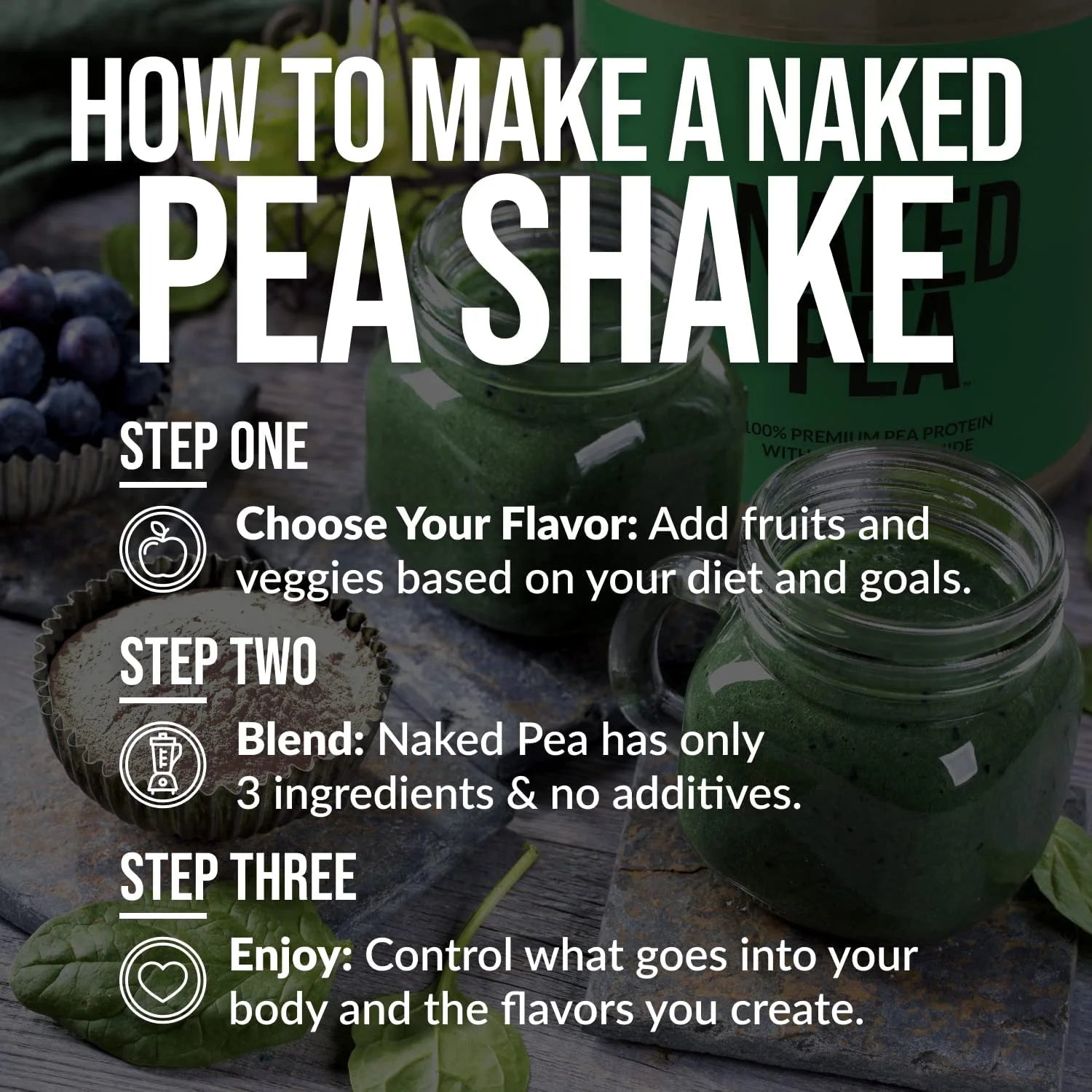 Naked Pea - Chocolate Pea Protein Isolate, Only 3 Ingredients, 19G Chocolate Vegan Protein, 5LB