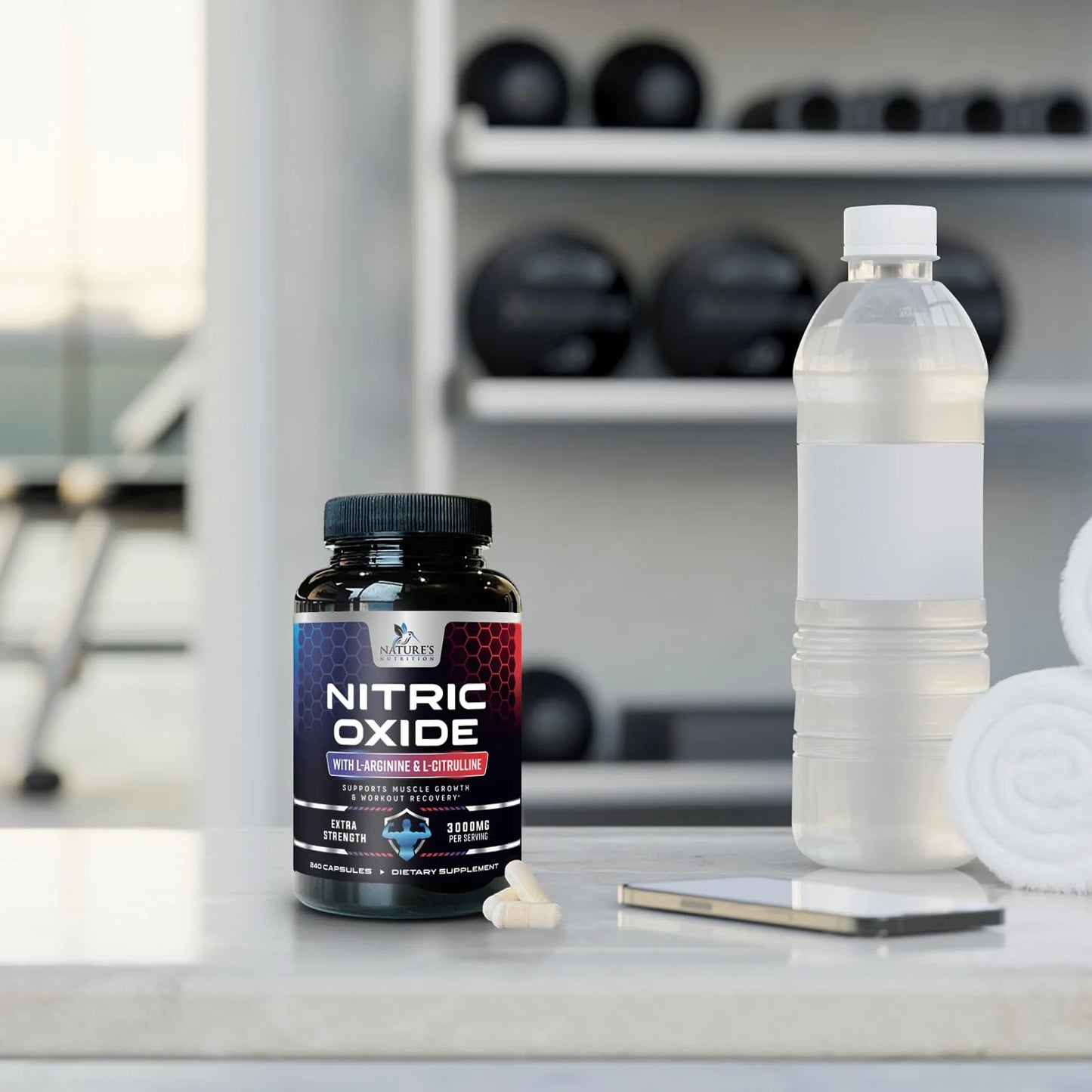 Nitric Oxide Booster Extra Strength - L Arginine 3X Strength Nitric Oxide Support Supplements for Men and Women, Citrulline Muscle, Heart Health, & Energy Support Supplement, Non-Gmo - 240 Capsules